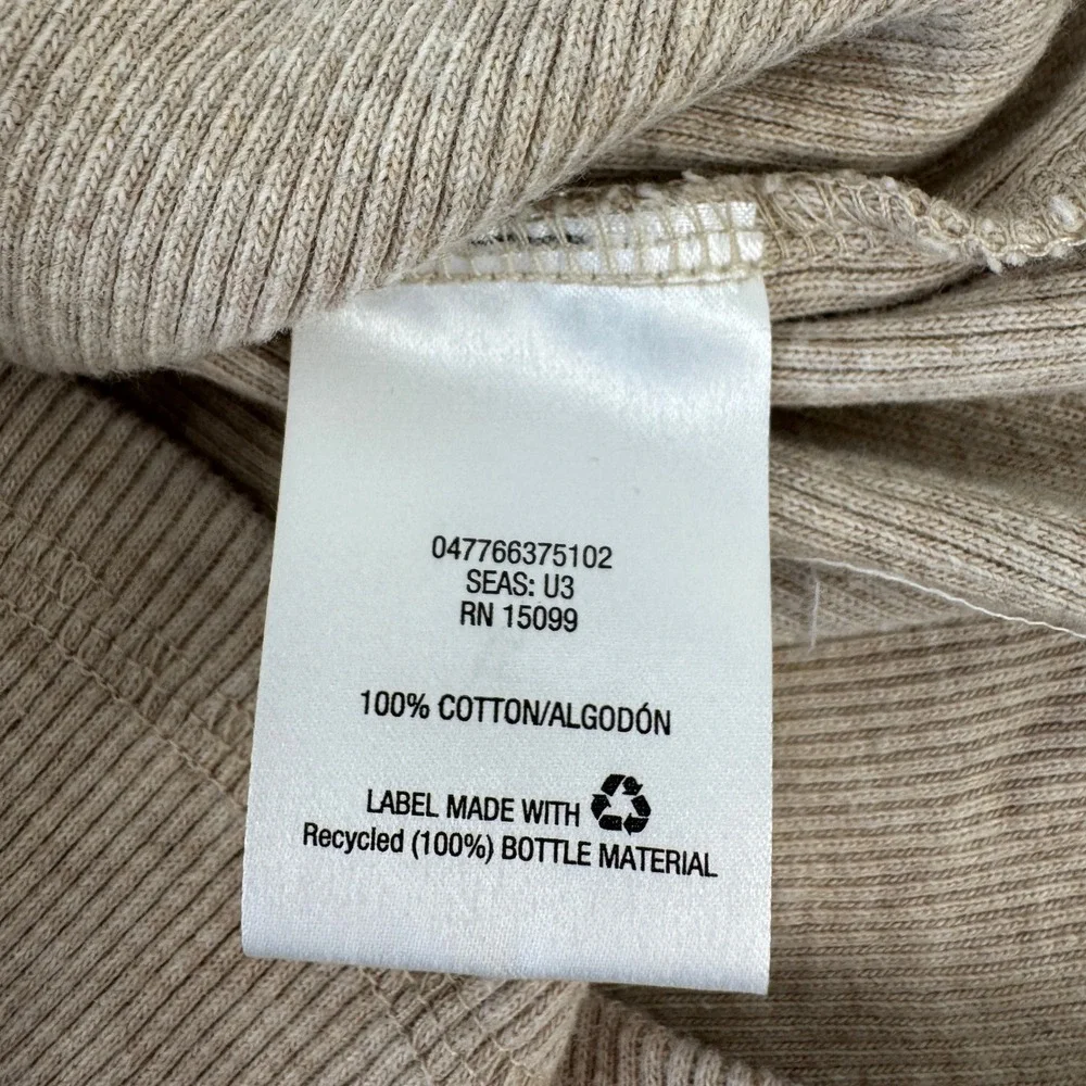 Laura Scott Womens Ribbed Knit Tank Top Size L Beige‎ Scalloped Basic Layering